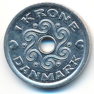 Дания, 1 крона (1992–2001 г.)
