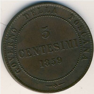 Тоскана, 5 чентезимо (1859 г.) Тоскана, 5 чентезимо (1859 г.)