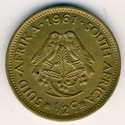 South Africa, 1/2 cent, 1961–1964