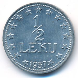 Албания, 1/2 лека (1947–1957 г.) Албания, 1/2 лека (1947–1957 г.)