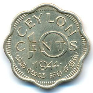 Цейлон, 10 центов (1944 г.) Цейлон, 10 центов (1944 г.)