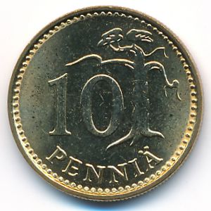 Finland, 10 pennia, 1963–1982