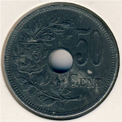 Belgium, 50 centimes, 1918