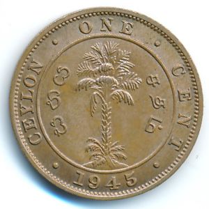 Ceylon, 1 cent, 1942–1945