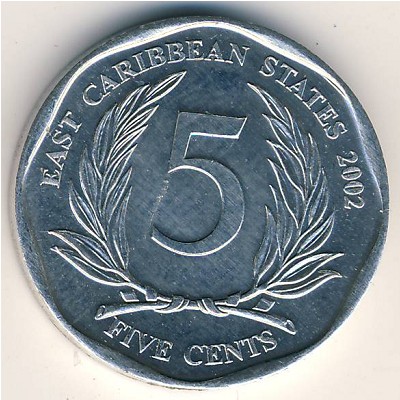 East Caribbean States, 5 cents, 2002–2022 East Caribbean States, 5 cents, 2002–2022