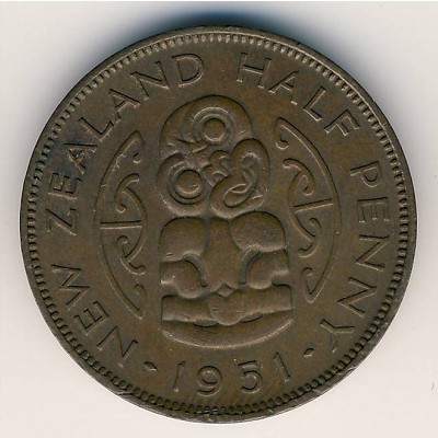Новая Зеландия, 1/2 пенни (1949–1952 г.)