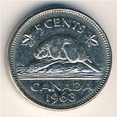 Canada, 5 cents, 1963–1964