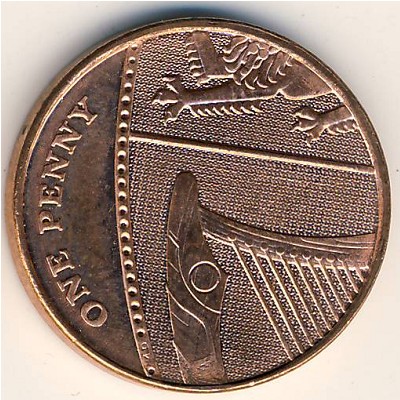 Великобритания, 1 пенни (2008–2015 г.)
