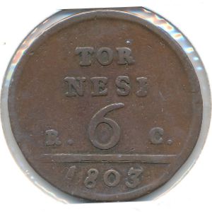 Неаполь, 6 торнеси (1803 г.)