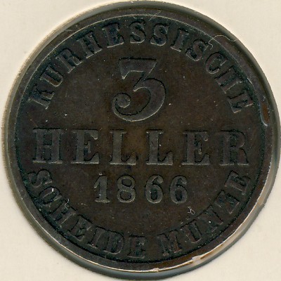 Гессен-Кассель, 3 геллера (1848–1866 г.)