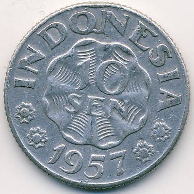 Indonesia, 10 sen, 1957 Indonesia, 10 sen, 1957
