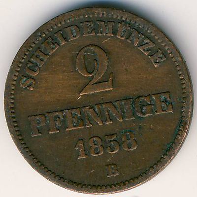 Birkenfeld, 2 pfennig, 1858 Birkenfeld, 2 pfennig, 1858