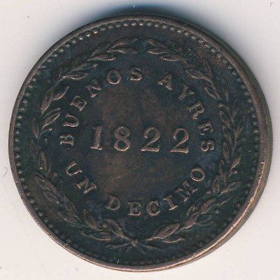 , 1 decimo, 1822–1823 , 1 decimo, 1822–1823