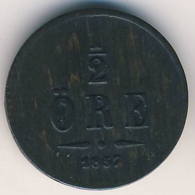 Швеция, 1/2 эре (1856–1858 г.) Швеция, 1/2 эре (1856–1858 г.)