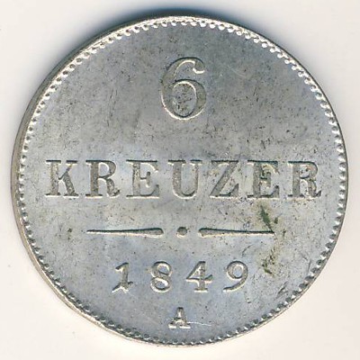 Австрия, 6 крейцеров (1849 г.)