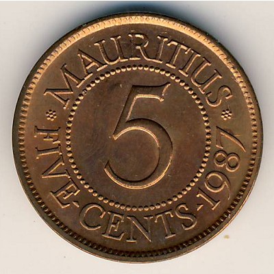 Маврикий, 5 центов (1987–2017 г.) Маврикий, 5 центов (1987–2017 г.)