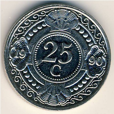 Антильские острова, 25 центов (1989–2016 г.)