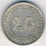 Стрейтс-Сетлментс, 20 центов (1910 г.)