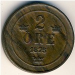 Швеция, 2 эре (1874&ndash;1878 г.)