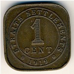 Straits Settlements, 1 cent, 1919&ndash;1926