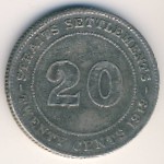 Стрейтс-Сетлментс, 20 центов (1919 г.)