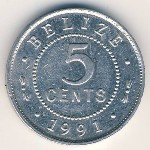 Белиз, 5 центов (1991 г.)