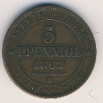 Saxony, 5 пфеннигов, 1862