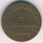 Bavaria, 1 пфеннинг, 1860