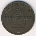 Prussia, 3 пфеннинга, 1864