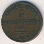 Saxony, 5 пфеннигов, 1867