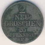 Saxony, 2 новых гроша, 1851