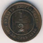 Straits Settlements, 1/2 cent, 1916