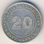 Стрейтс-Сетлментс, 20 центов (1910 г.)