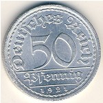 Weimar Republic, 50 pfennig, 1919&ndash;1922