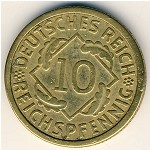 Weimar Republic, 10 reichspfennig, 1924&ndash;1936