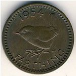 Великобритания, 1 фартинг (1954&ndash;1956 г.)