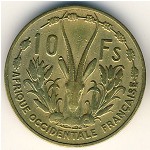 French West Africa, 10 francs, 1956