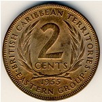 East Caribbean States, 2 cents, 1955&ndash;1965