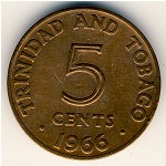 Trinidad & Tobago, 5 cents, 1966–1972
