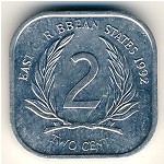 East Caribbean States, 2 cents, 1981&ndash;2000