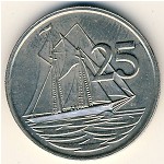 Cayman Islands, 25 cents, 1987–1990