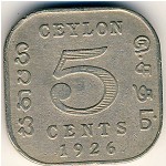 Цейлон, 5 центов (1912&ndash;1926 г.)