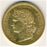 Switzerland, 20 francs, 1886–1896