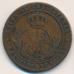Spain, 5 centimos, 1866–1868