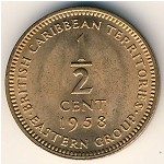East Caribbean States, 1/2 cent, 1955&ndash;1958