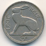Ireland, 3 pence, 1942–1968