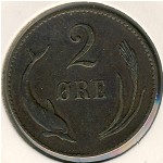 Denmark, 2 ore, 1874&ndash;1892