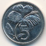 Cook Islands, 5 cents, 1987–1994