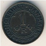 Denmark, 1 ore, 1907&ndash;1912