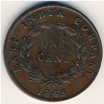 Straits Settlements, 1 cent, 1845